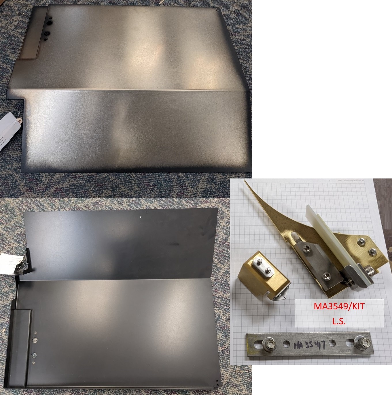 [L. S. GLUE PAN MA3549 (WITH-TEFLON) (52" - 98") AND MA3549/KIT GLUE DAM & WIPER KIT] MA3549/COMP